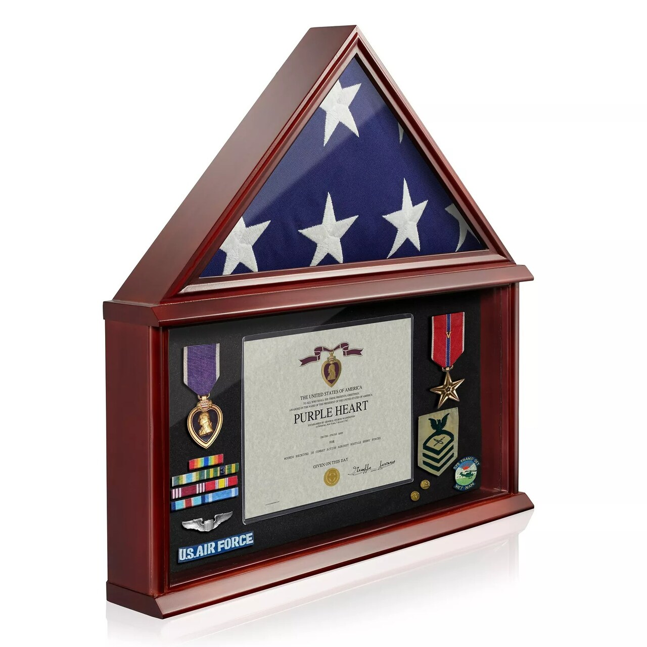 Shadow Box Flag Display Case Certificate Holder, 5' x 9' Funeral Memorial Flag
